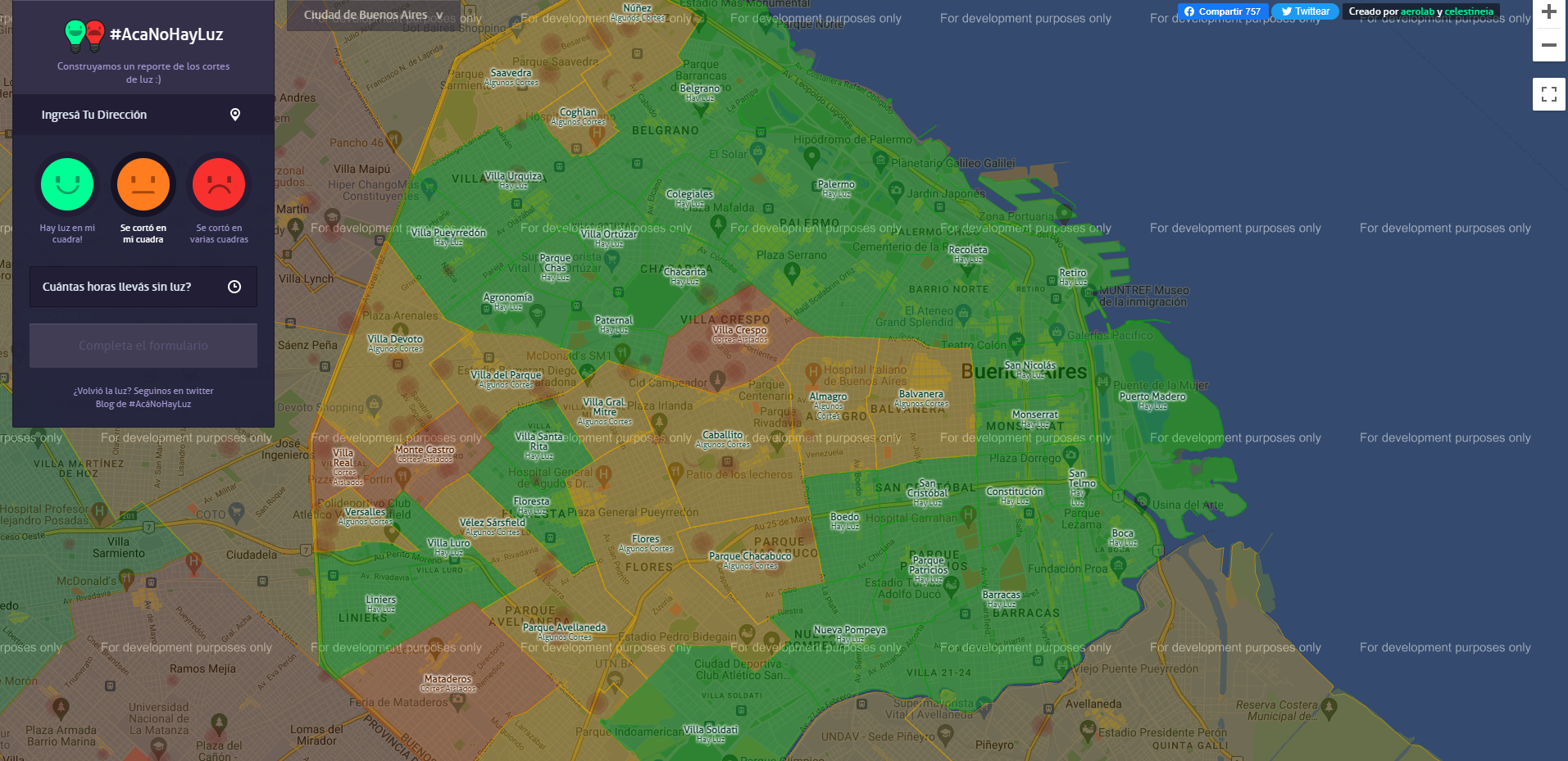 El mapa de los cortes de luz